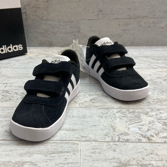 Adidas toddlers VL Court 2.0  black & white shoes - Picture 2 of 8